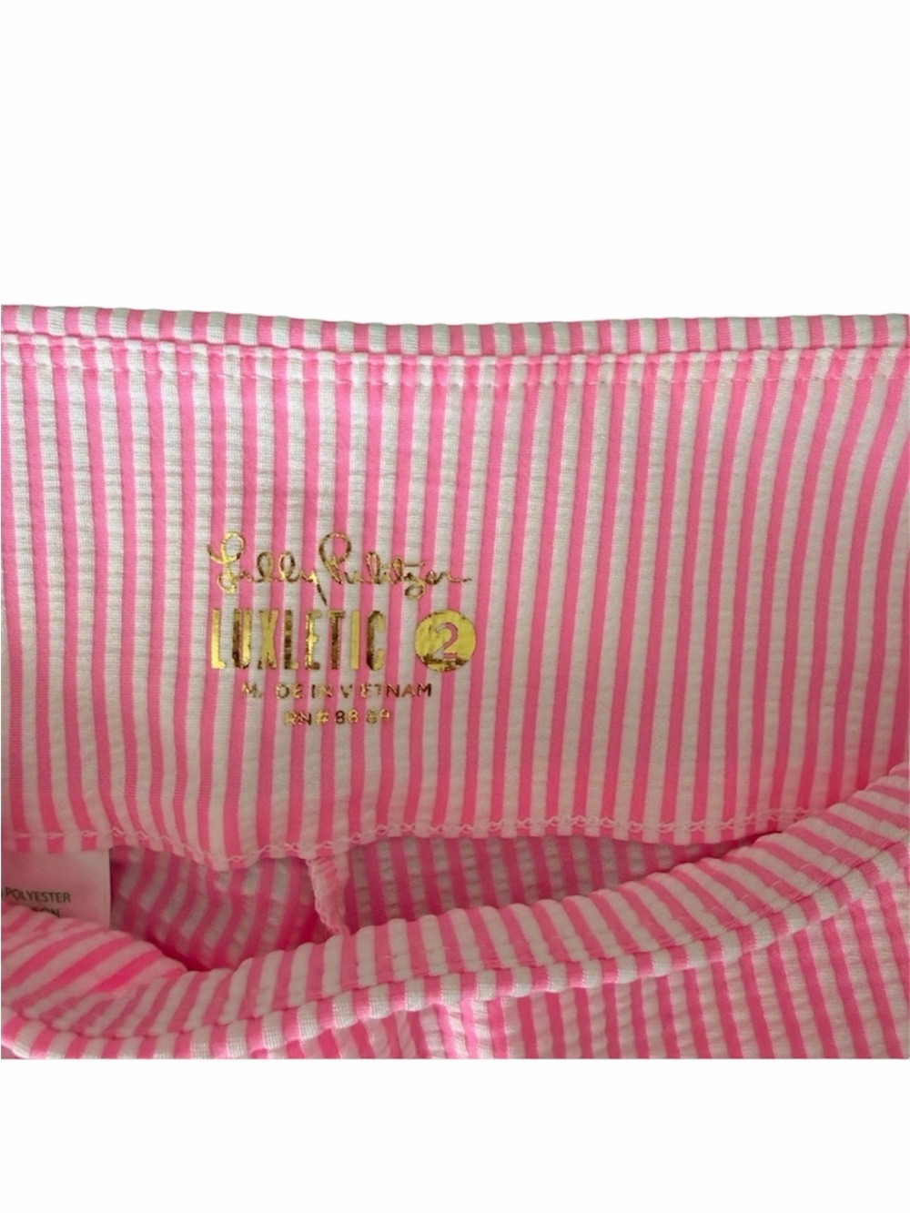 Lilly Pulitzer Luxletic Corso Pants Seersucker Pink Stripe